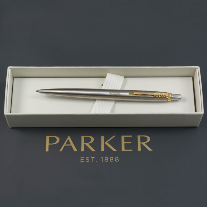 Ручка кулькова Parker JOTTER Stainless Steel GT BP Тризуб прозорий 16032_T010b