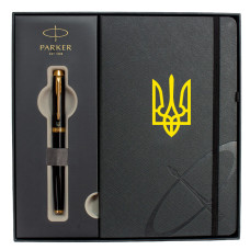Набір Parker IM UKRAINE Black GT RB Тризуб (ручка-ролер + блокнот Parker)