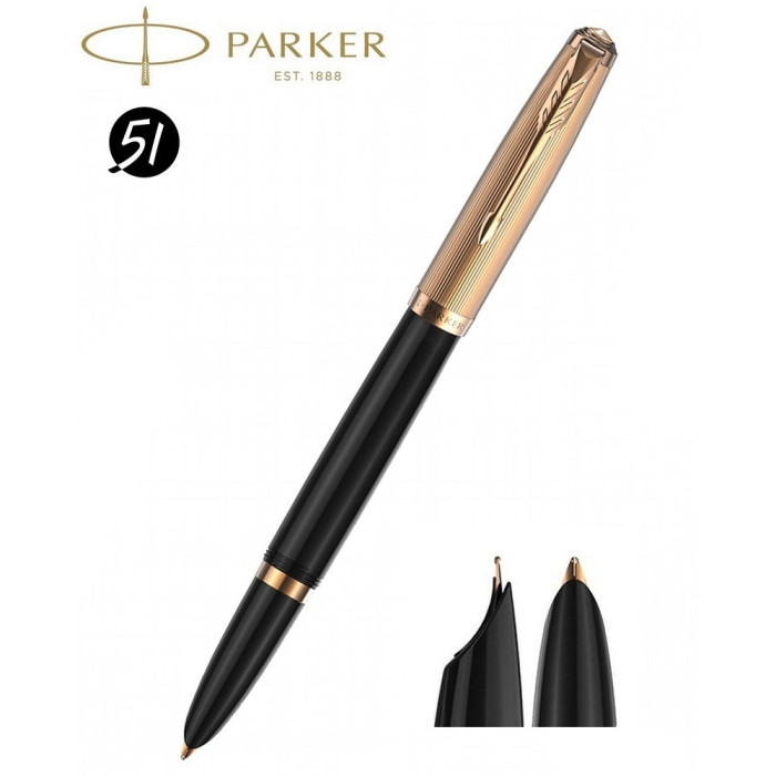 Ручка перьевая Parker 51 Premium Black GT FP18 F 57 011