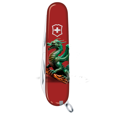 Ніж Victorinox Spartan Zodiac 91мм/12функ/черв /Зелений дракон на дереві Vx13603_Z3350u