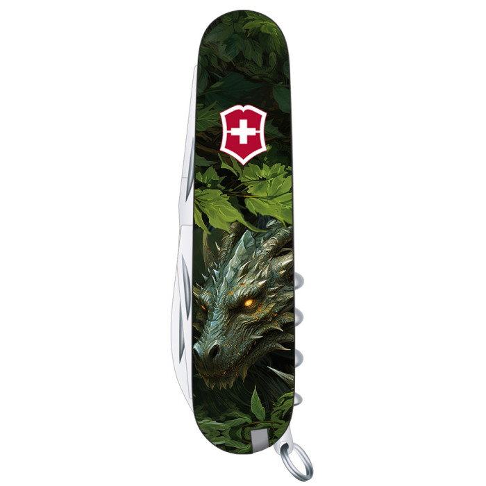 Ніж Victorinox Huntsman Zodiac 91мм/15функ /Зелений дерев'яний дракон Vx13713.3_Z3240p